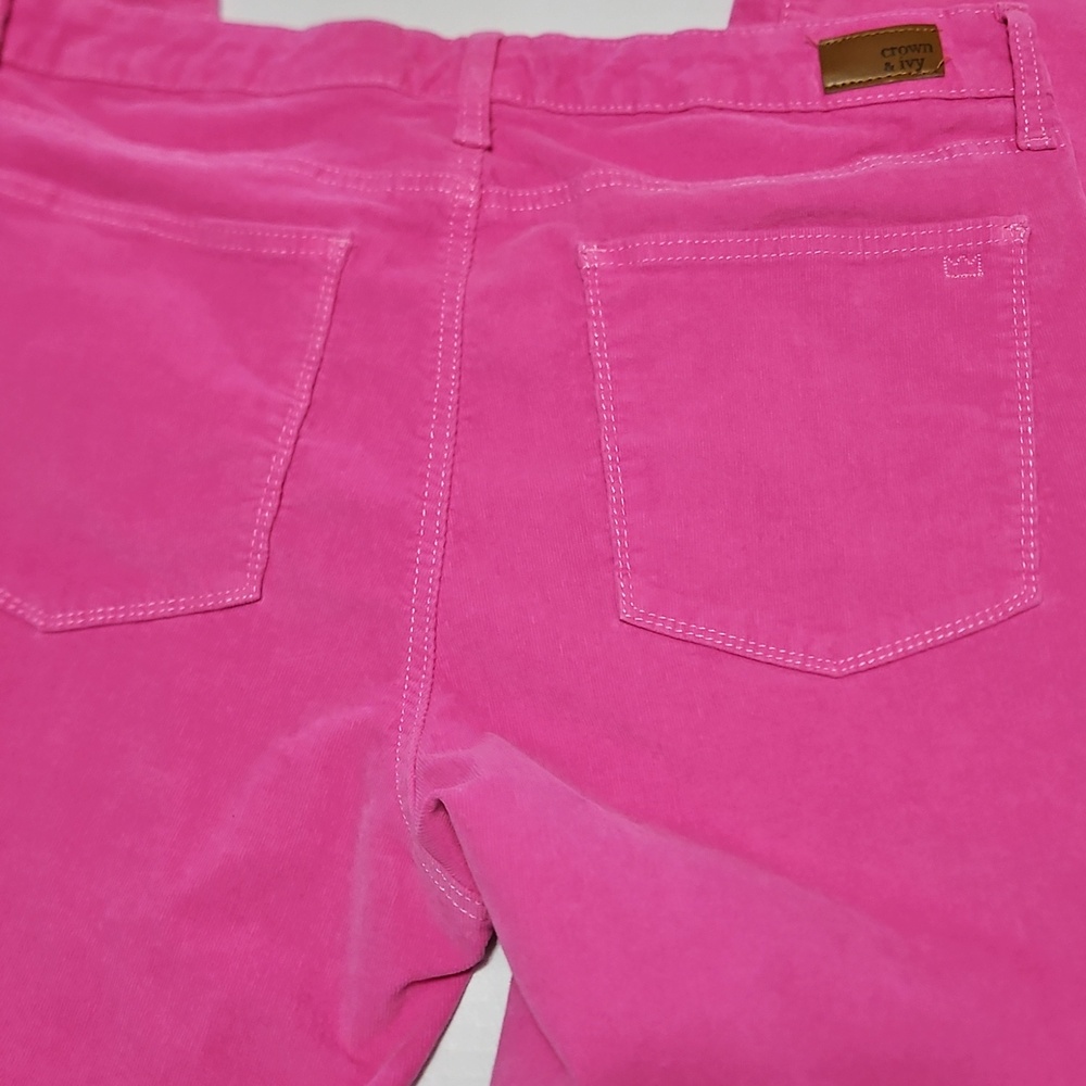 Crown & IVY Bright Pink Women's High Rise Flare Corduroy Pants Size 14 - Picture 8 of 11